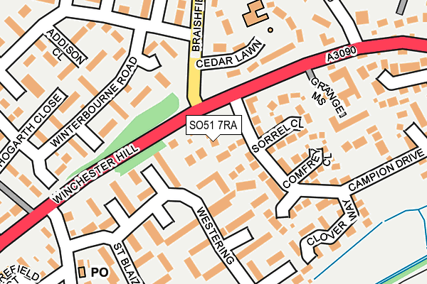 SO51 7RA map - OS OpenMap – Local (Ordnance Survey)