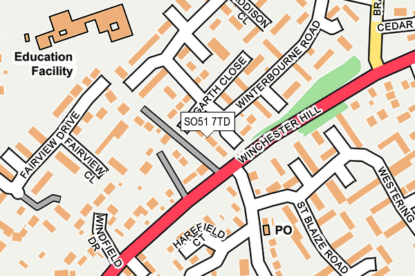 SO51 7TD map - OS OpenMap – Local (Ordnance Survey)