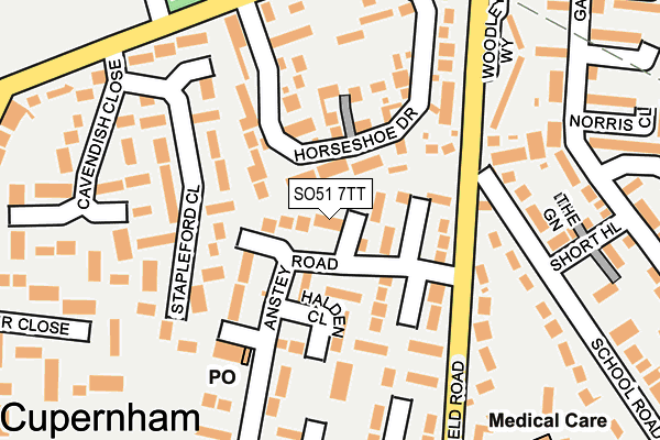 SO51 7TT map - OS OpenMap – Local (Ordnance Survey)