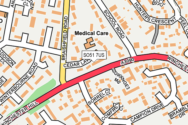 SO51 7US map - OS OpenMap – Local (Ordnance Survey)