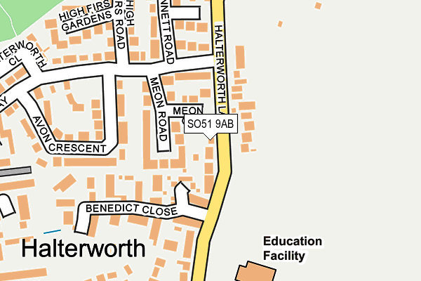 SO51 9AB map - OS OpenMap – Local (Ordnance Survey)