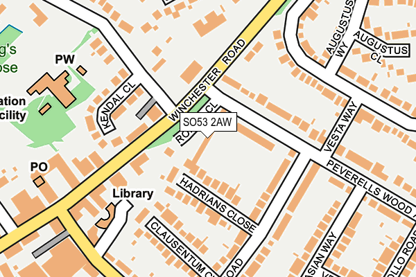 SO53 2AW map - OS OpenMap – Local (Ordnance Survey)