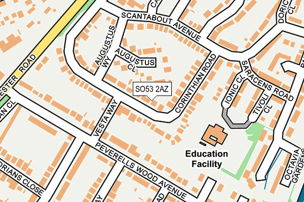 SO53 2AZ map - OS OpenMap – Local (Ordnance Survey)