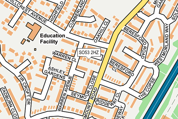 SO53 2HZ map - OS OpenMap – Local (Ordnance Survey)