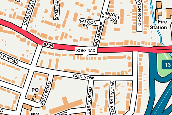 SO53 3AX map - OS OpenMap – Local (Ordnance Survey)