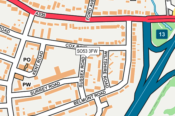 SO53 3FW map - OS OpenMap – Local (Ordnance Survey)