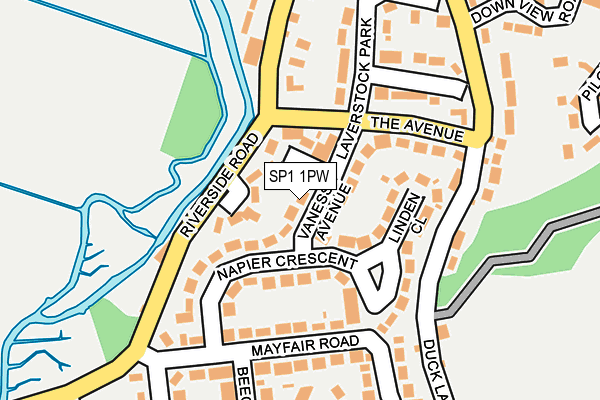 SP1 1PW map - OS OpenMap – Local (Ordnance Survey)