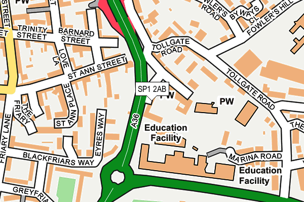 SP1 2AB map - OS OpenMap – Local (Ordnance Survey)