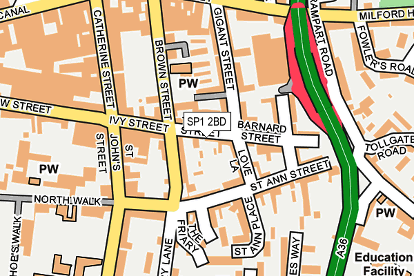 SP1 2BD map - OS OpenMap – Local (Ordnance Survey)
