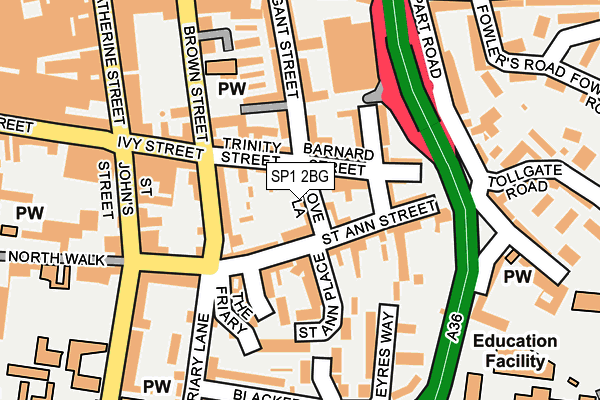 SP1 2BG map - OS OpenMap – Local (Ordnance Survey)