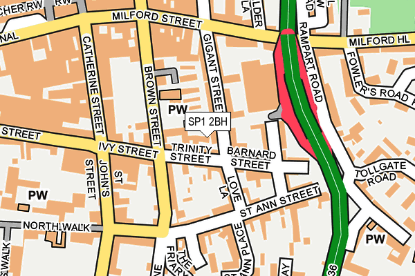 SP1 2BH map - OS OpenMap – Local (Ordnance Survey)