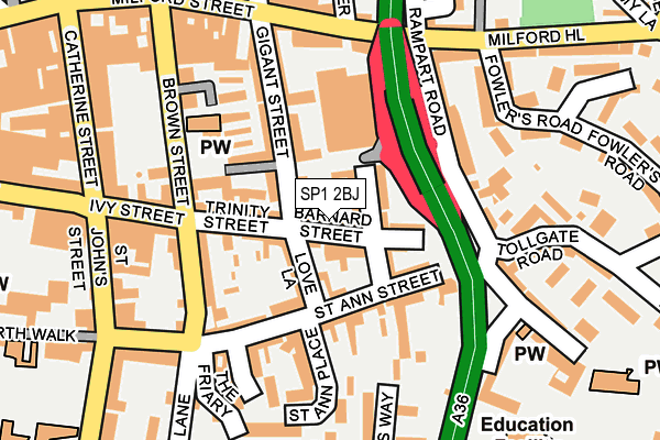 SP1 2BJ map - OS OpenMap – Local (Ordnance Survey)