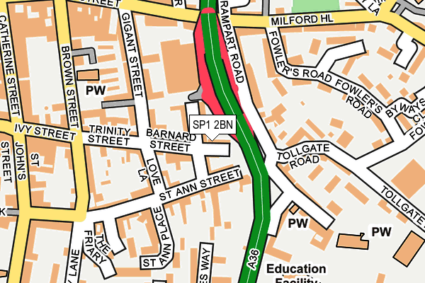 SP1 2BN map - OS OpenMap – Local (Ordnance Survey)