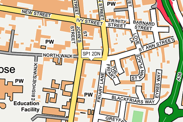 SP1 2DN map - OS OpenMap – Local (Ordnance Survey)