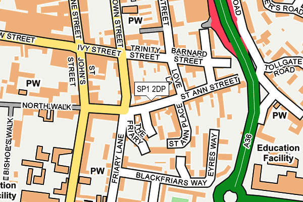 SP1 2DP map - OS OpenMap – Local (Ordnance Survey)