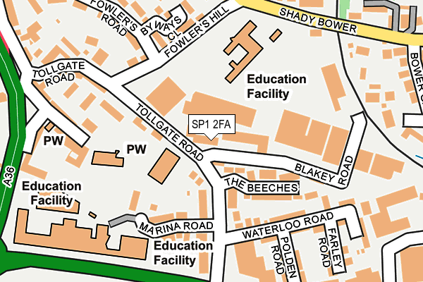 SP1 2FA map - OS OpenMap – Local (Ordnance Survey)