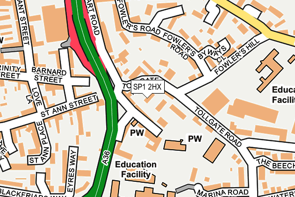 SP1 2HX map - OS OpenMap – Local (Ordnance Survey)