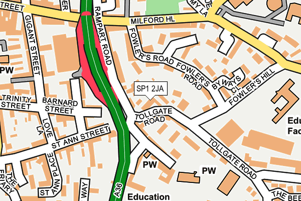 SP1 2JA map - OS OpenMap – Local (Ordnance Survey)