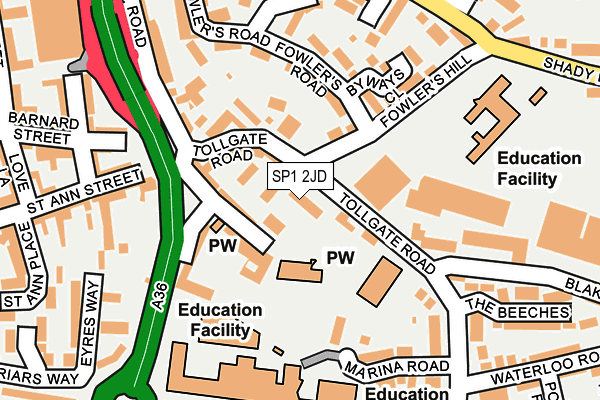 SP1 2JD map - OS OpenMap – Local (Ordnance Survey)