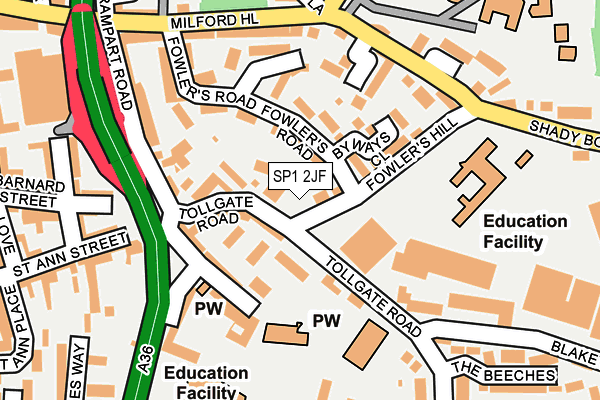 SP1 2JF map - OS OpenMap – Local (Ordnance Survey)