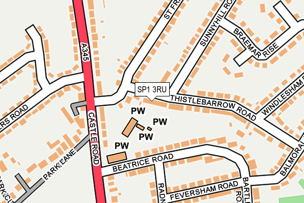 SP1 3RU map - OS OpenMap – Local (Ordnance Survey)