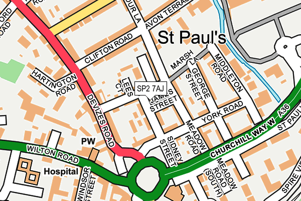 SP2 7AJ map - OS OpenMap – Local (Ordnance Survey)