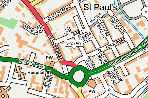 SP2 7AW map - OS OpenMap – Local (Ordnance Survey)