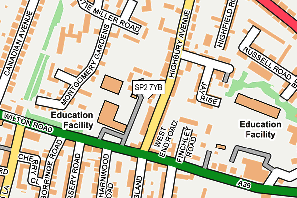 SP2 7YB map - OS OpenMap – Local (Ordnance Survey)