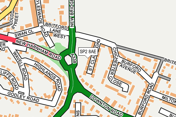 SP2 8AE map - OS OpenMap – Local (Ordnance Survey)