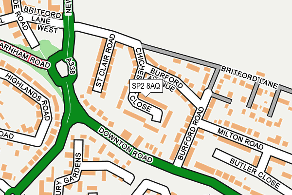 SP2 8AQ map - OS OpenMap – Local (Ordnance Survey)