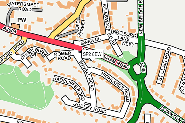 SP2 8EW map - OS OpenMap – Local (Ordnance Survey)