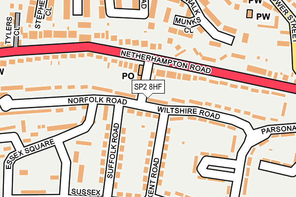 SP2 8HF map - OS OpenMap – Local (Ordnance Survey)