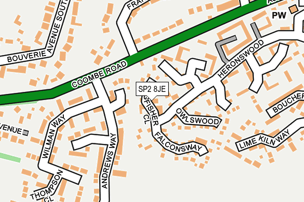 SP2 8JE map - OS OpenMap – Local (Ordnance Survey)