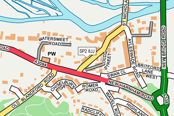 SP2 8JJ map - OS OpenMap – Local (Ordnance Survey)