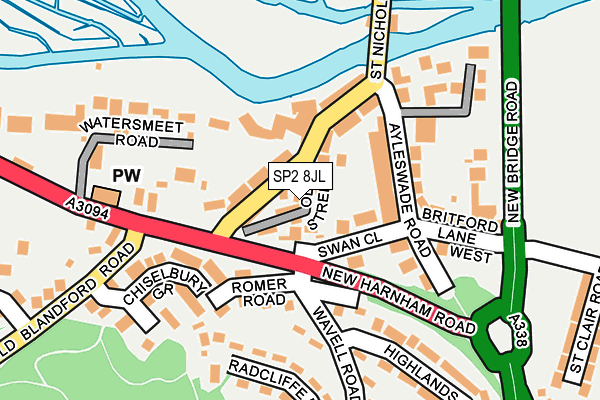 SP2 8JL map - OS OpenMap – Local (Ordnance Survey)