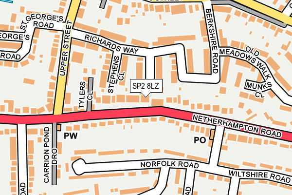 SP2 8LZ map - OS OpenMap – Local (Ordnance Survey)