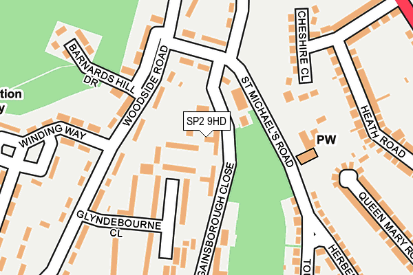 SP2 9HD map - OS OpenMap – Local (Ordnance Survey)