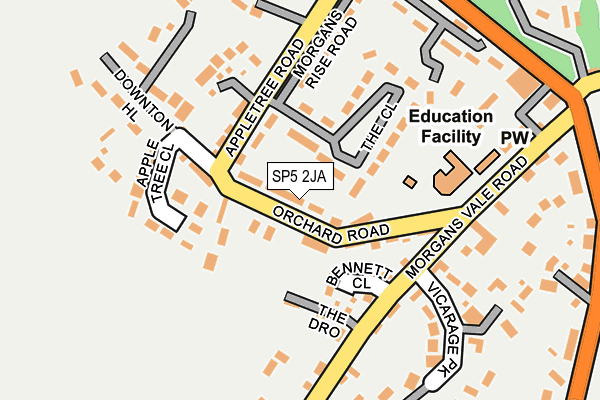 SP5 2JA map - OS OpenMap – Local (Ordnance Survey)