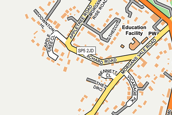 SP5 2JD map - OS OpenMap – Local (Ordnance Survey)