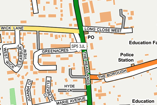 SP5 3JL map - OS OpenMap – Local (Ordnance Survey)