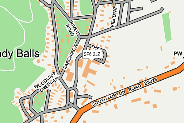 SP6 2JZ map - OS OpenMap – Local (Ordnance Survey)