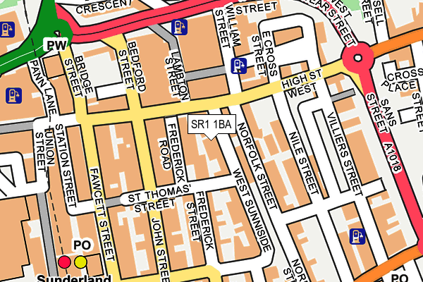 SR1 1BA map - OS OpenMap – Local (Ordnance Survey)