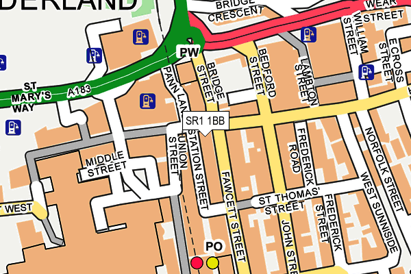SR1 1BB map - OS OpenMap – Local (Ordnance Survey)