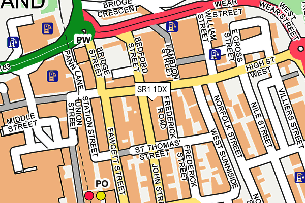 SR1 1DX map - OS OpenMap – Local (Ordnance Survey)