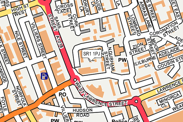 SR1 1PJ map - OS OpenMap – Local (Ordnance Survey)