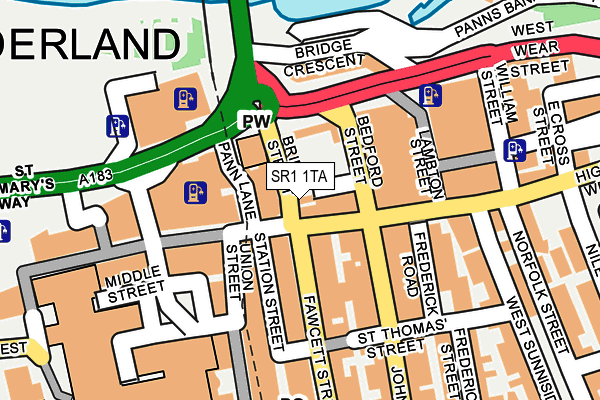SR1 1TA map - OS OpenMap – Local (Ordnance Survey)