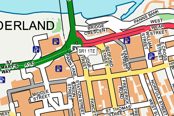 SR1 1TE map - OS OpenMap – Local (Ordnance Survey)