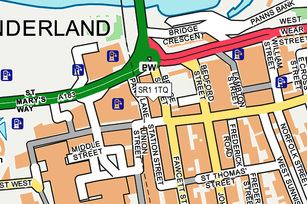 SR1 1TQ map - OS OpenMap – Local (Ordnance Survey)