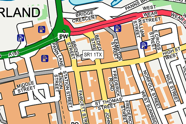 SR1 1TX map - OS OpenMap – Local (Ordnance Survey)