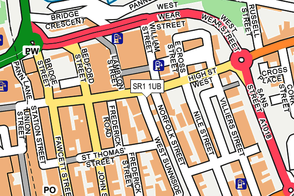 SR1 1UB map - OS OpenMap – Local (Ordnance Survey)